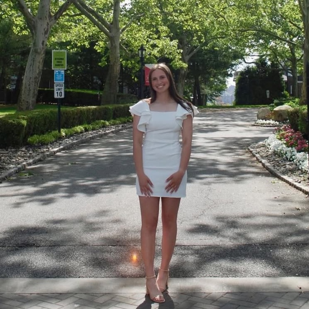 She + Sky White Ruffle Mini Dress